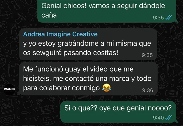 Mensaje de WhatsApp de un cliente